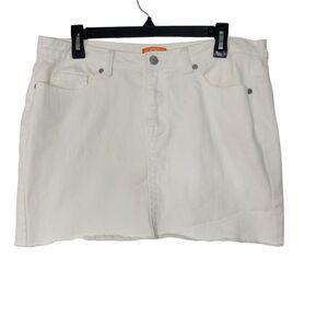 Joe Fresh White Distressed Raw Hem Pockets Denim Jean Mini Skirt Size 12